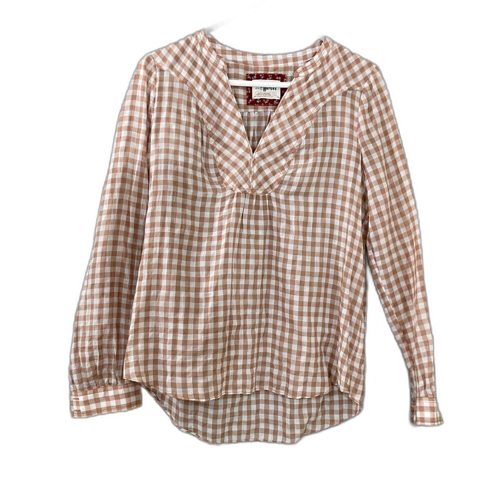 NWOT Anthropologie Holding Horses Devon Gingham Popover Top Size 2 Rodeo Western
